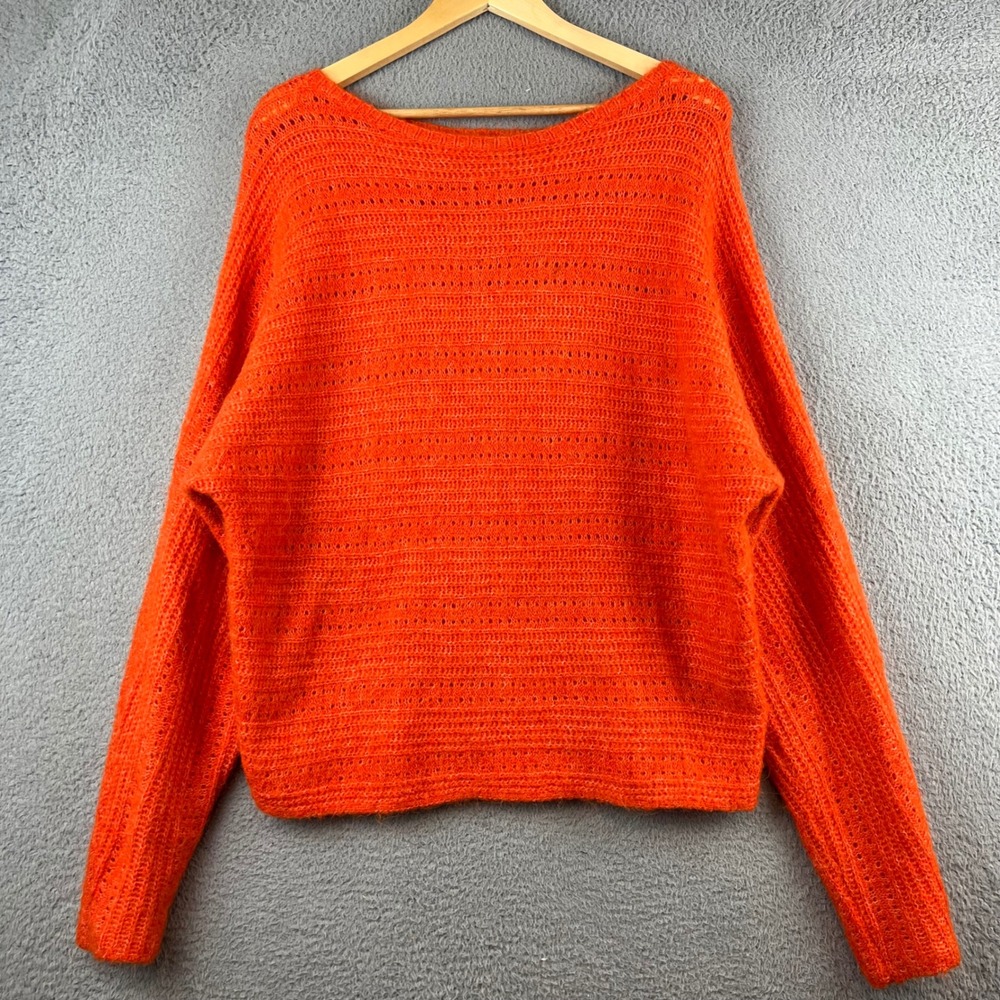 MONOPRIX femme Orange Knit‎ Sweater Boat Neck Loose Fit Women's Size 1